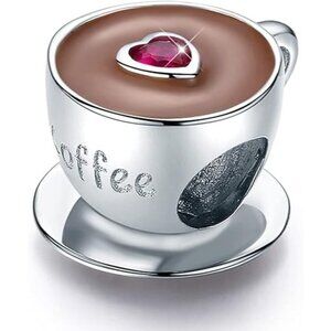 Coffee Cup Fun 925 Sterling Silver Charms for Bracelets